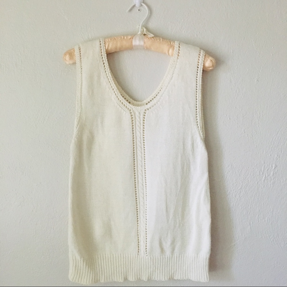 Vintage • Cream Knit Tank Top
